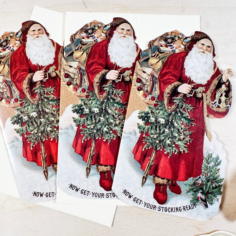 Vintage Santa Cards Gallery Graphics St. Nick Set of 3‎ Plus Snowman Hanging